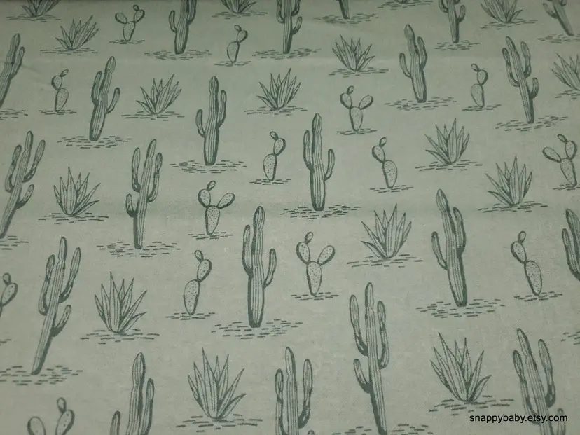 Tonal Green Cactus Flannel Fabric Remnant - 100% Cotton - Choose Size - Soft Craft & Quilting Fabric