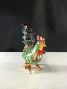 Art Glass Rooster - Fitz And Floyd Art Glass Menagerie rooster