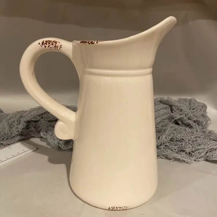 Ceramic Crown Pitcher Flower Vase Decor Farm
