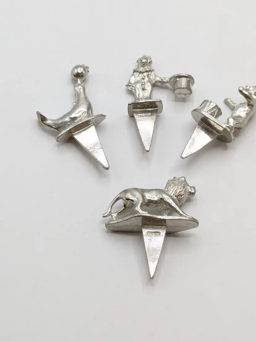 Vintage Empire Pewter Circus Birthday Cake Candle Holders Set of Four