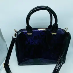 #2522 Victoria Beckham Purple Patent Floral Purse UK