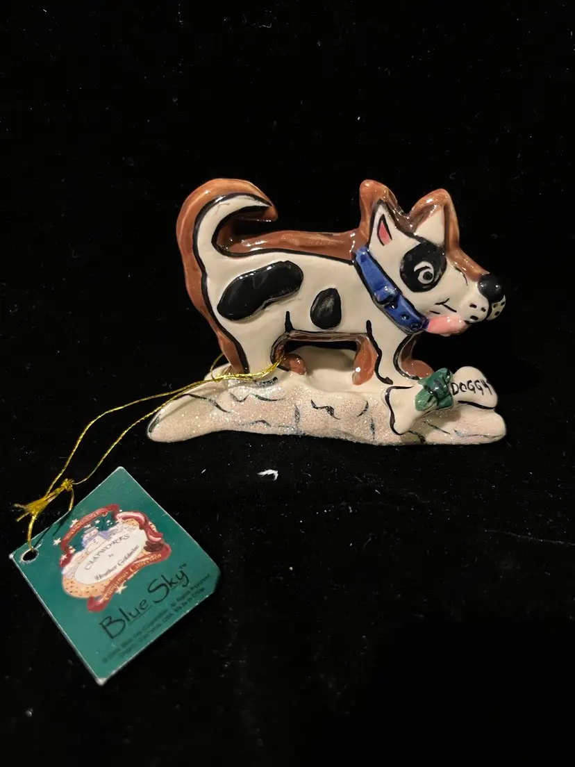 #1359 - Heather Goldminc Blue Sky Clayworks Doggy Bone Ornament 2002 ~ New With Tag
