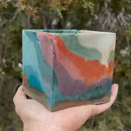 4” Violet Roller Concrete Square Planter