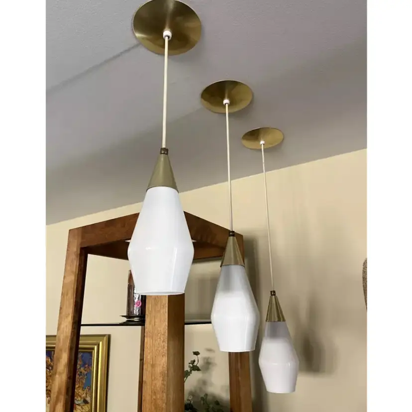 Set of Three Scandinavian Teardrop Pendant Lights