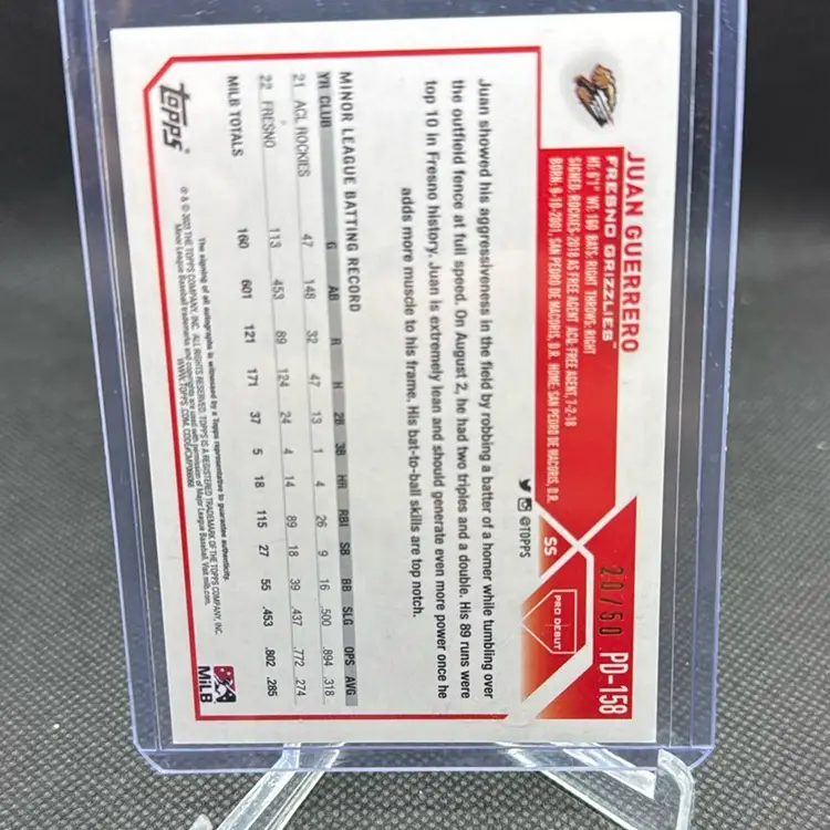 2023 Topps Pro Debut Juan Guerrero GOLD AUTO /50