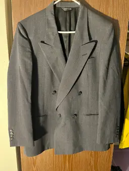 PIERRE CARDIN Mens 44L Gray Wool Double Breasted Blazer Sport Coat 32L 18Sh