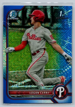 Logan Cerny 2022 Bowman Chrome 1st Blue Mojo Refractor /150