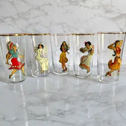 Native American Lady - Vintage Nudie Lady Peek A Boo Drinking Glass