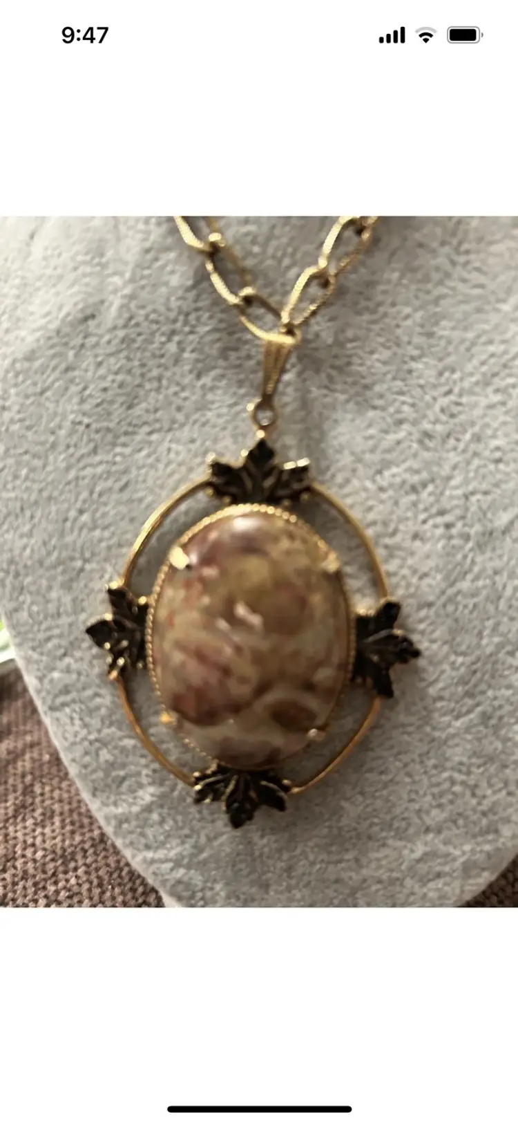Vintage Brecciated Jasper Pendant Necklace