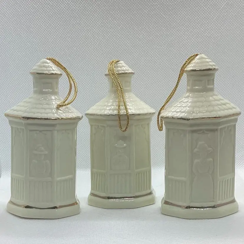Trio of Vintage Gold Trimmed Porcelain Refillable Pomanders