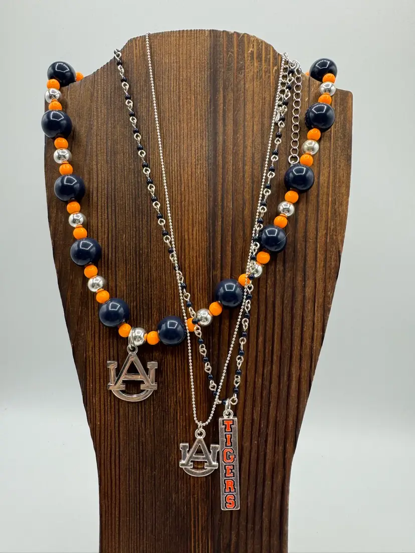 Set Of 3 Auburn University Tigers Necklaces NCAA College NWT