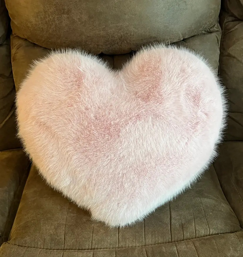 Faux Fur Heart Pillow