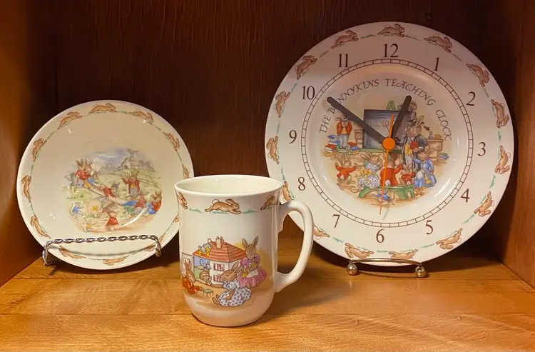 Royal Doulton BUNNYKINS Bone China Lot Clock Mugs Bowl