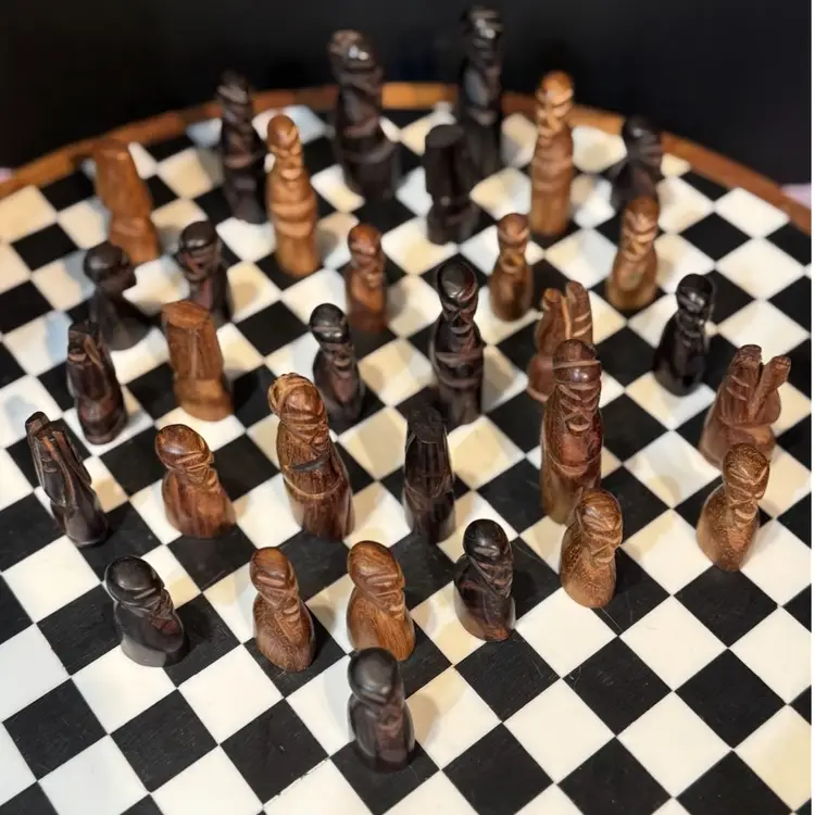 African Hand Carved Chess Pieces