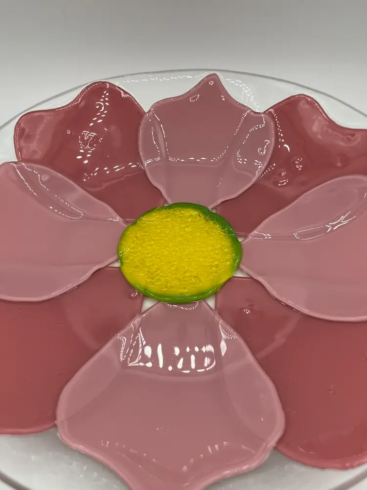 Vintage Large Villeroy & Boch Flora Vitrium Wild Rose Fused Glass Bowl