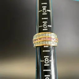 Beautiful SETA Gold Tone Ring Pink & White CZ’s. Size 7