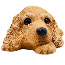 Vintage 9” Cocker Spaniel Figurine Dog Sculpture Hand PaintedBy Sandicast Signed By Sandra Bruegel Hand Casted Color Buff 1981   9 x 2 3/4”