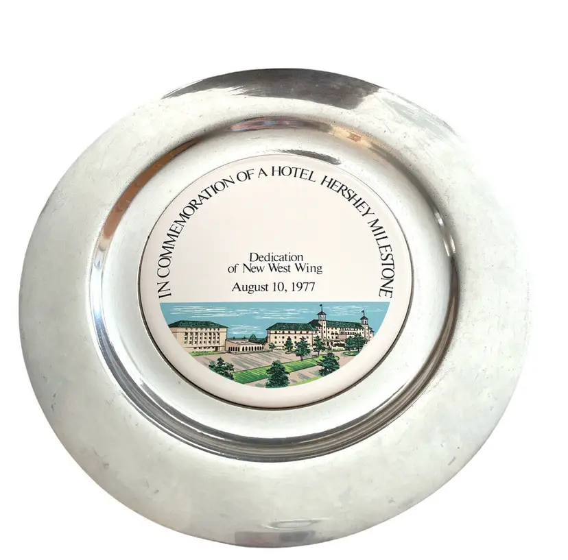 Wilton Pewter Plate Hersey Pennsylvania Hotel Hersey Commemoration Vintage 1977