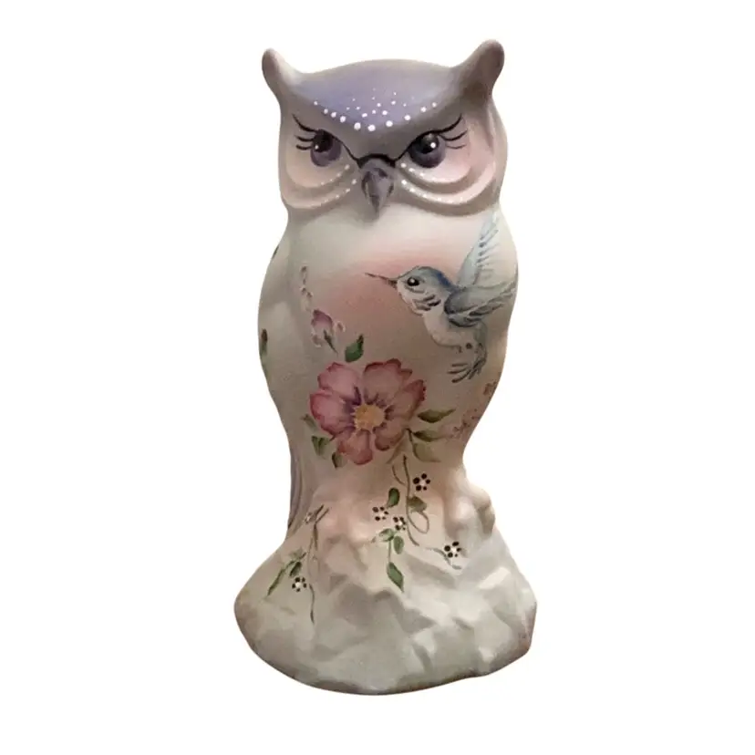 Fenton 2024 Marble Owl Limited Edition #17/59 HP By Michelle Kibbe 6” X 3”