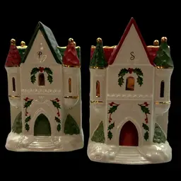 Lenox Holiday Castle Salt & Pepper Shakers - New In Box