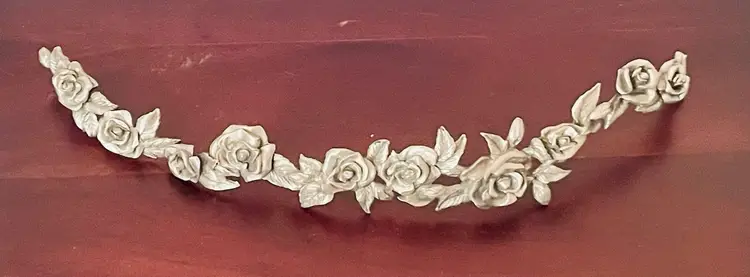 Vintage Perry Seagull Pewter Rose Garland Centerpiece Canadian Floral Mantel Decor