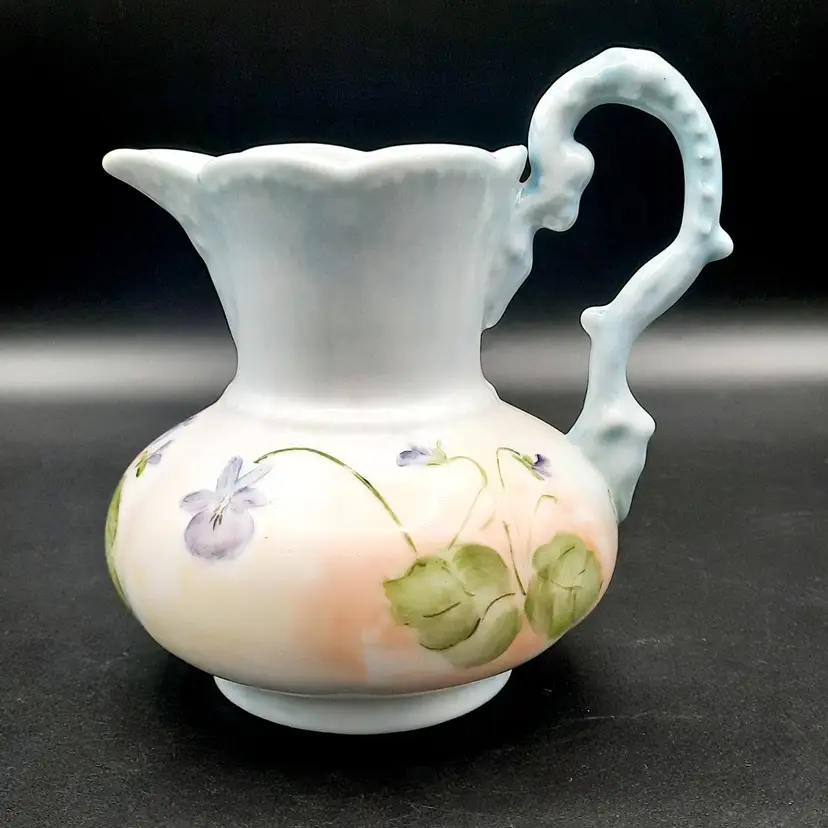 Vintage Handpainted Pastel Floral Small Pitcher Signed Patricia '76