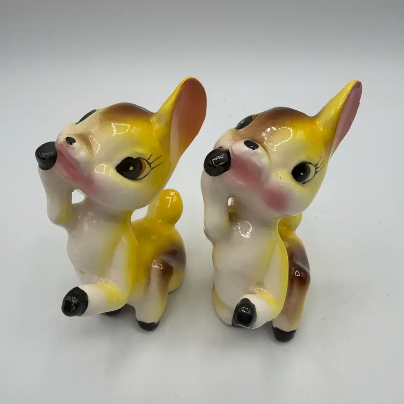 Kitschy Yellow Deer Japan Salt And Pepper Shakers