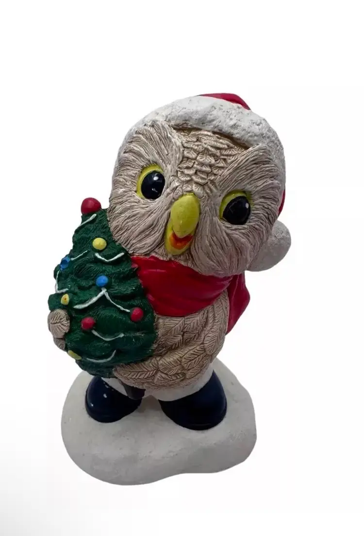 Vintage Pepiware Santa Owl Christmas Noel Hand Painted 4” Stoneware England 1975