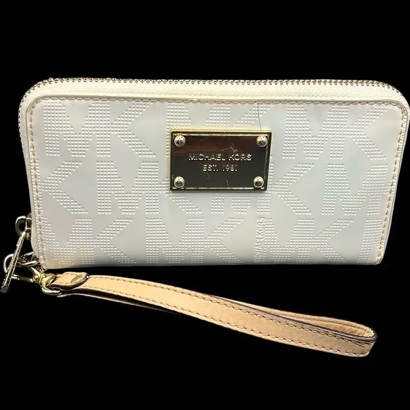 Vintage Michael Kors  6” Zip Around White Wallet With Wristlet Vintage Condition Purse, Handbag Brand Name