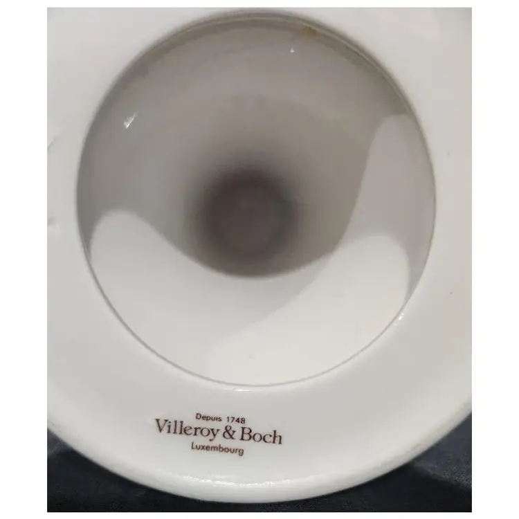 Villeroy & Boch Naif Christmas Windmill Red Rim White Cadlestick 5" tall