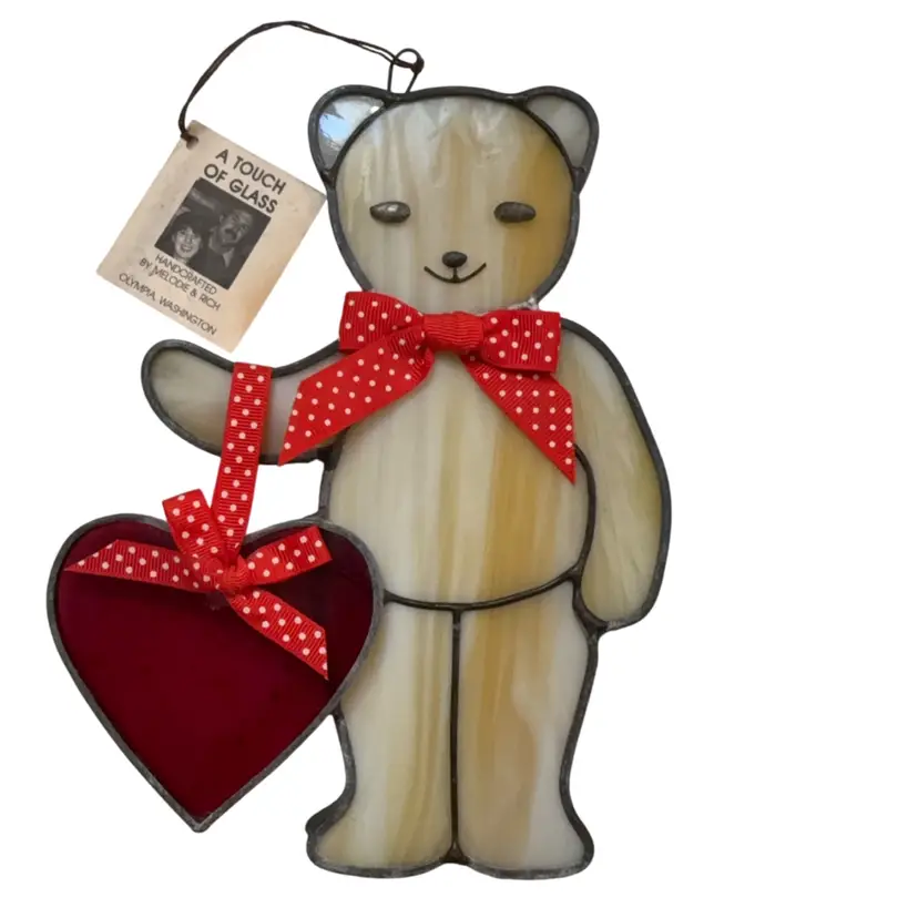 Stained Glass Teddy Hear With Heart Made By Melodie And Rich, Olympia, Wa