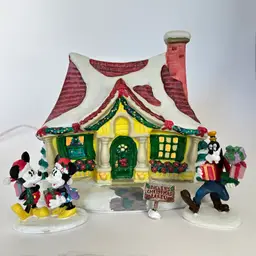 Vtg Mickey Holiday Disney Toontown SCARCE House Light Up Christmas Party Village
