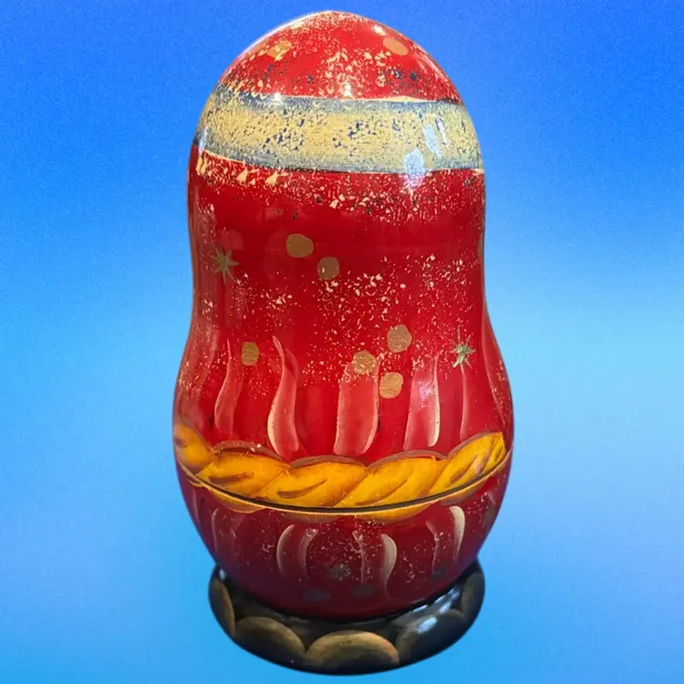 Rare Russian Nesting Doll W/5 Wooden Ornaments Made By Matpeha