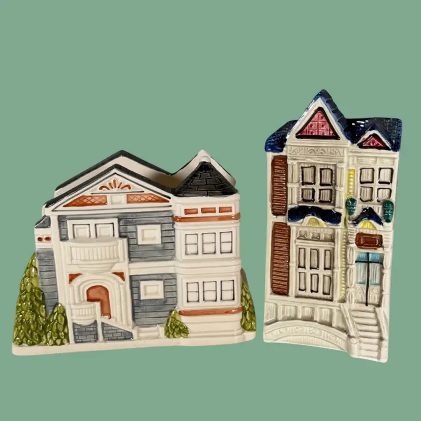 🏡 Vintage Otagiri Victorian House Wall Pocket (DAMAGED) + Napkin Holder Set | Made in Japan