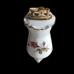 Footed Pink Rose With Gold Accents Table Lighter5.25x2.5” * Read Description