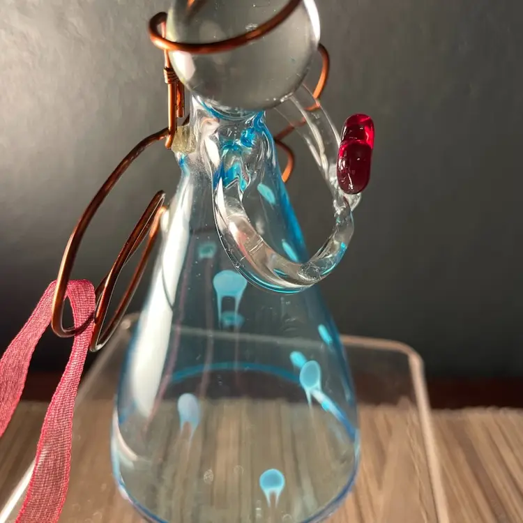 #01 Art Glass Angel Ornament Holding A Red Heart