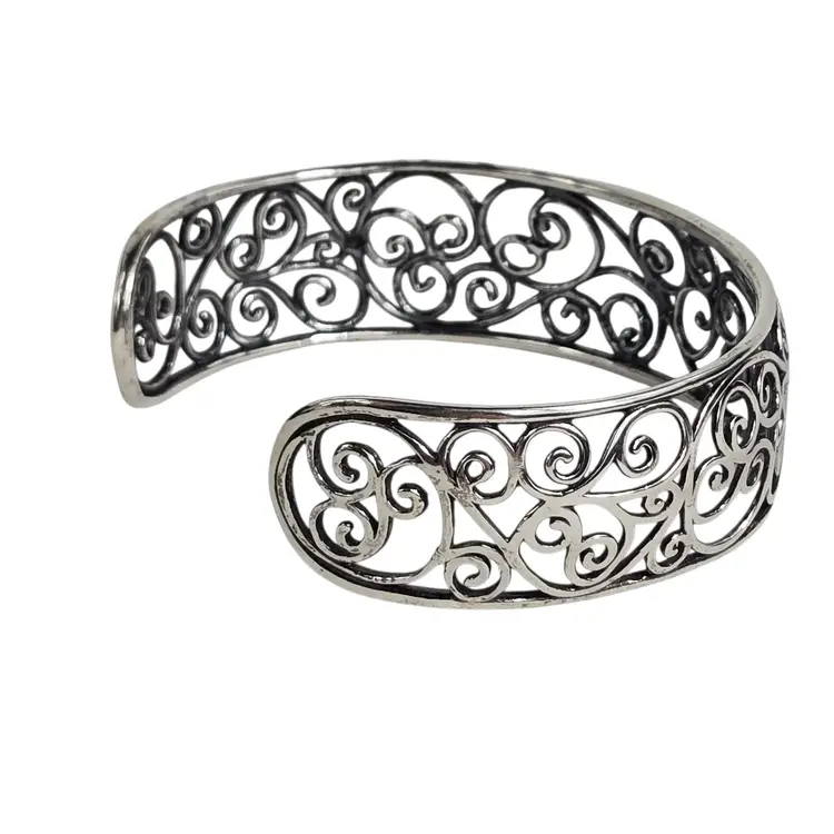 Sterling Open Work Scroll Cuff Bracelet
