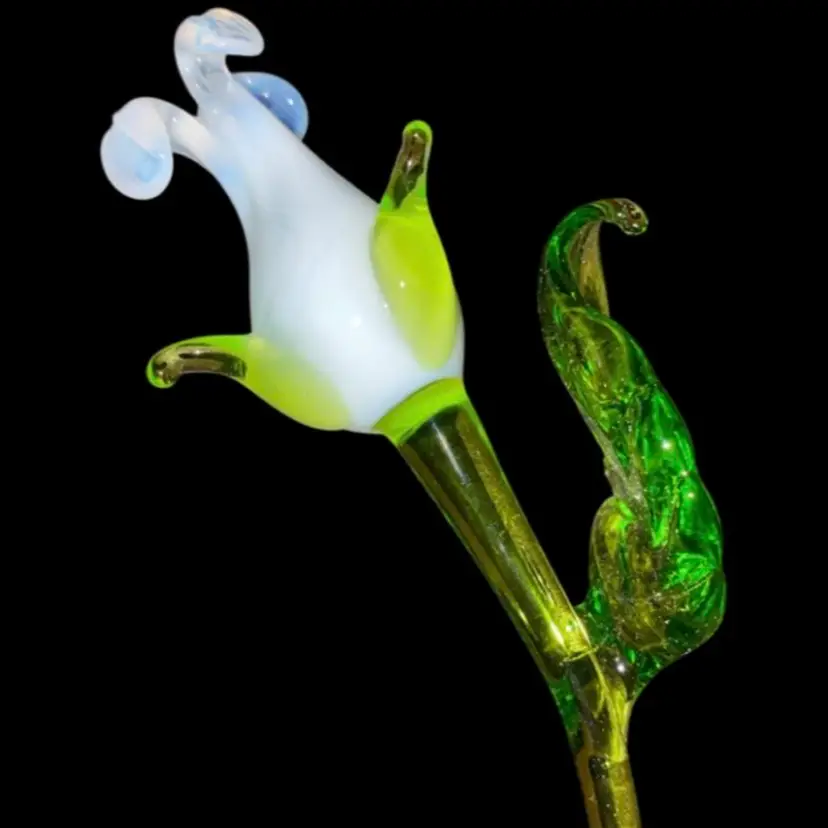 #03- Just In From Ukraine Large Hand Blown Glass Flower As Shown