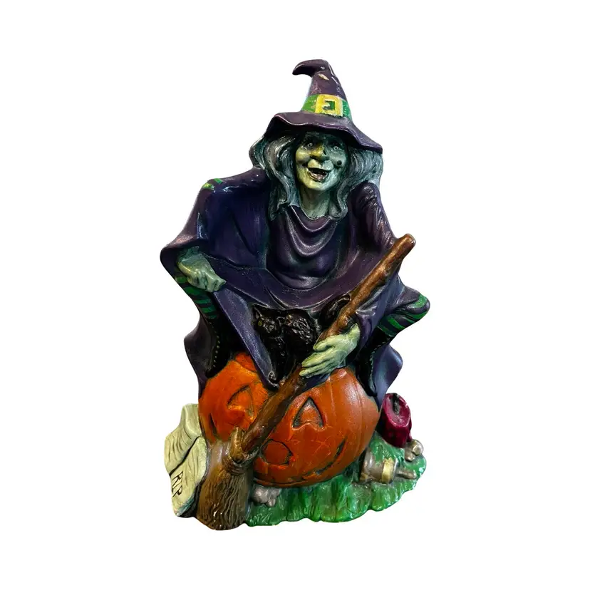 Vintage Ceramic Scary Witch Halloween Decor 10 Inch Signed