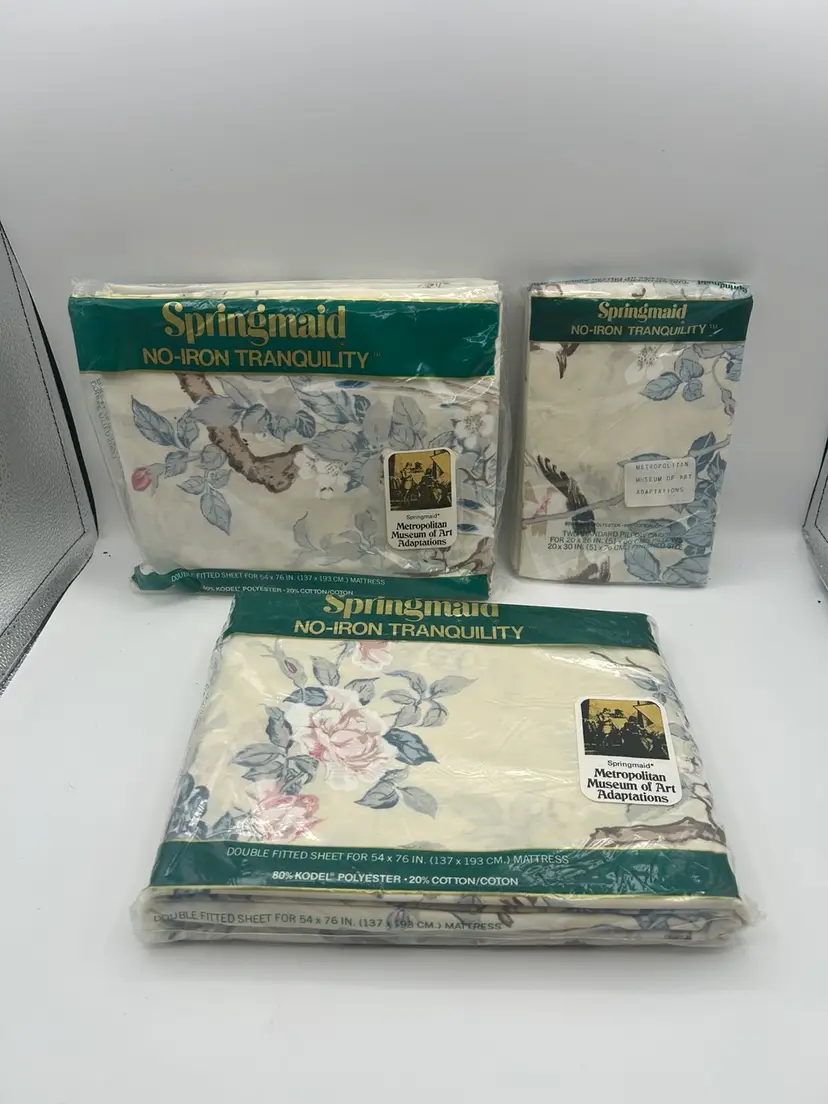 Vintage Springmaid Wondercale Double 2 Fitted Salon Rose Florals + Pillowcases