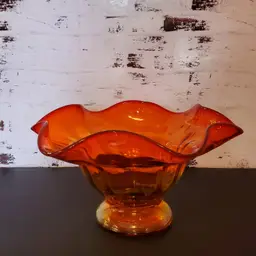 Amberina Ruffled Edge Compote Candy Dish/Bowl