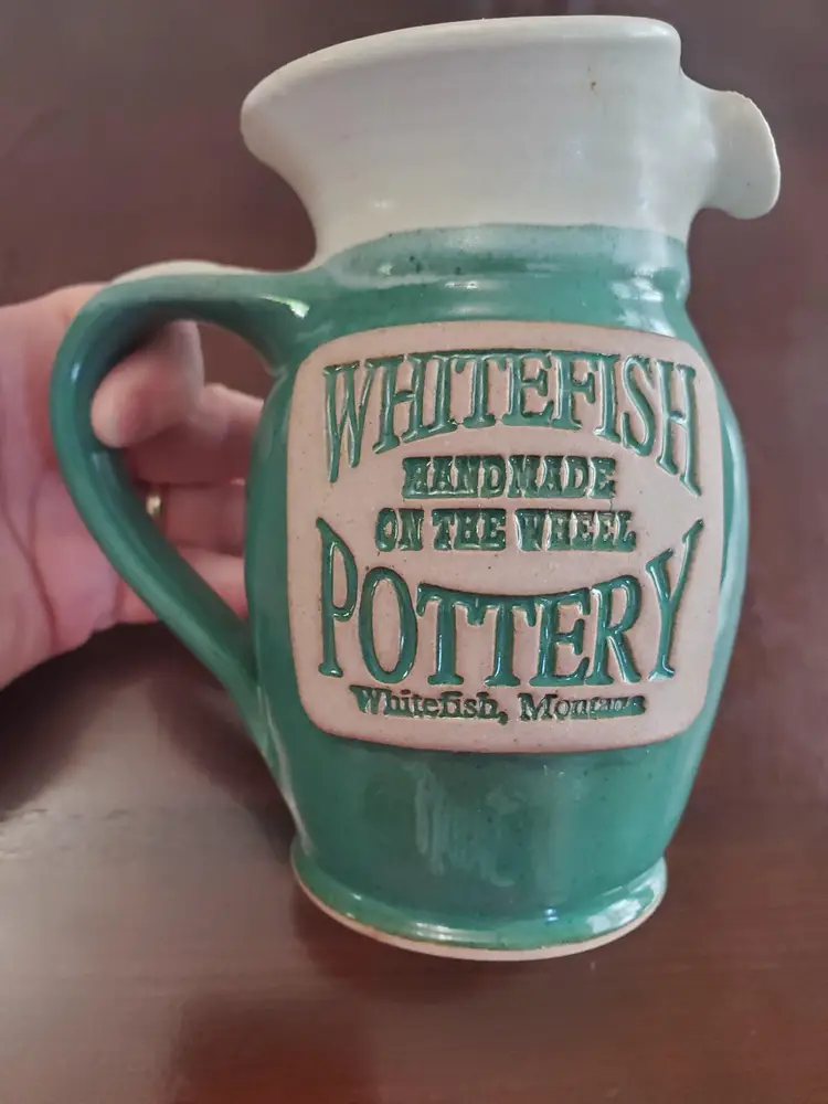 Handmade Green Pottery Pitcher Whitefish Pottery Montana