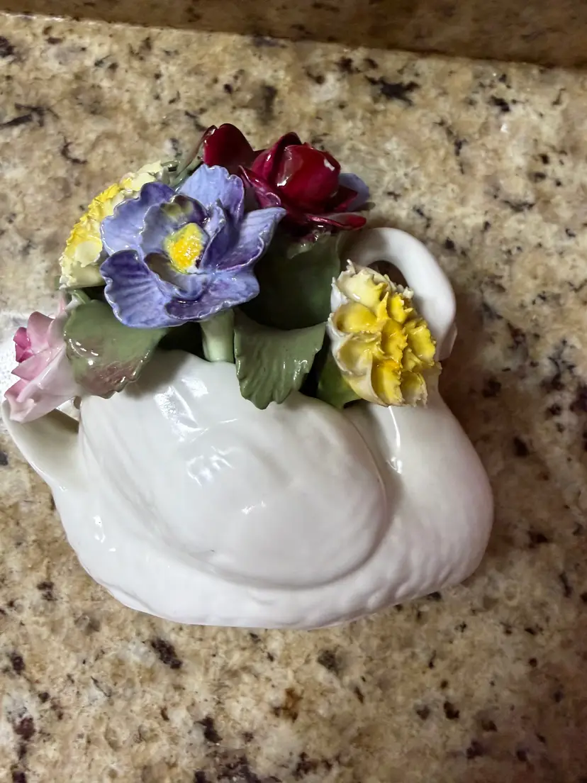 Vintage Aynsley Swan Basket Floral Hand Painted Fine Bone China England