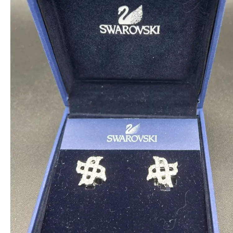 Swarovski Diamanta X Shaped Crystals Clip On Earrings In Original Box