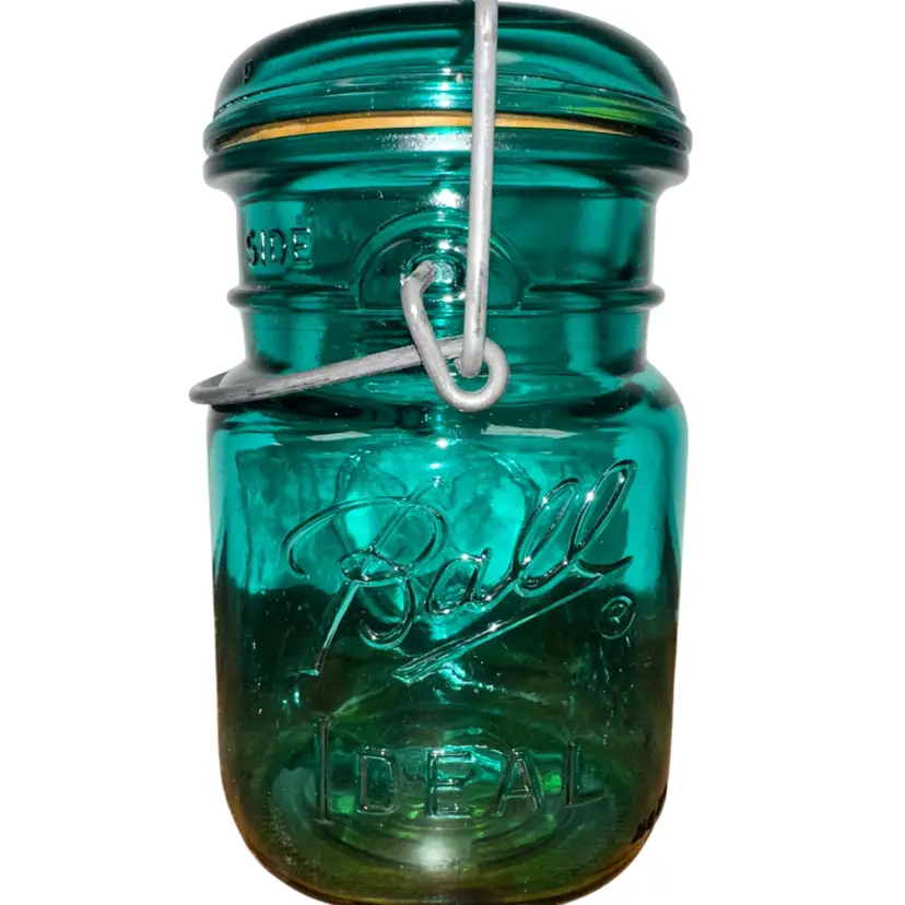 Vintage Ball Ideal Teal Mason Jar Pint Bi-Centennial