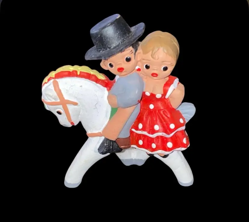 #33-  40% Off Sale-Vintage Red Clay Mud People Figurine From Mexico As Shown 2" (was $10)