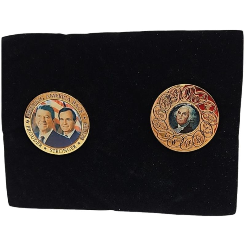 Niknax · Presidential Pin set Reagan/Bush and George Washington