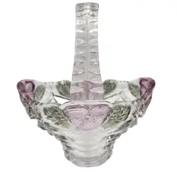 Anna Hutte Crystal Crystal Candy / Trinket Dish With Pink Flowers