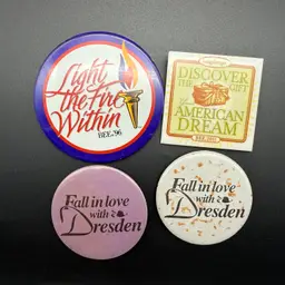 Vintage Longaberger Pins Buttons Lot Of 4 Dresden OH Ohio Basket Pinback