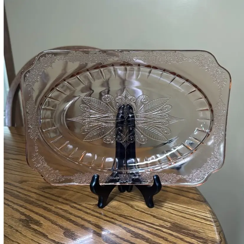 Jeanette Adam Pink Depression Glass Rectangular Serving Platter